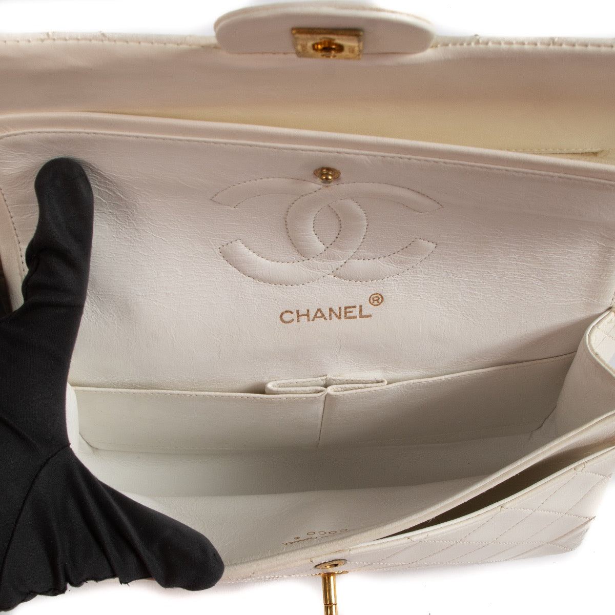 shop 100% authentic second hand Chanel Vintage White Lambskin Medium Classic Flap Bag on Labellov.com