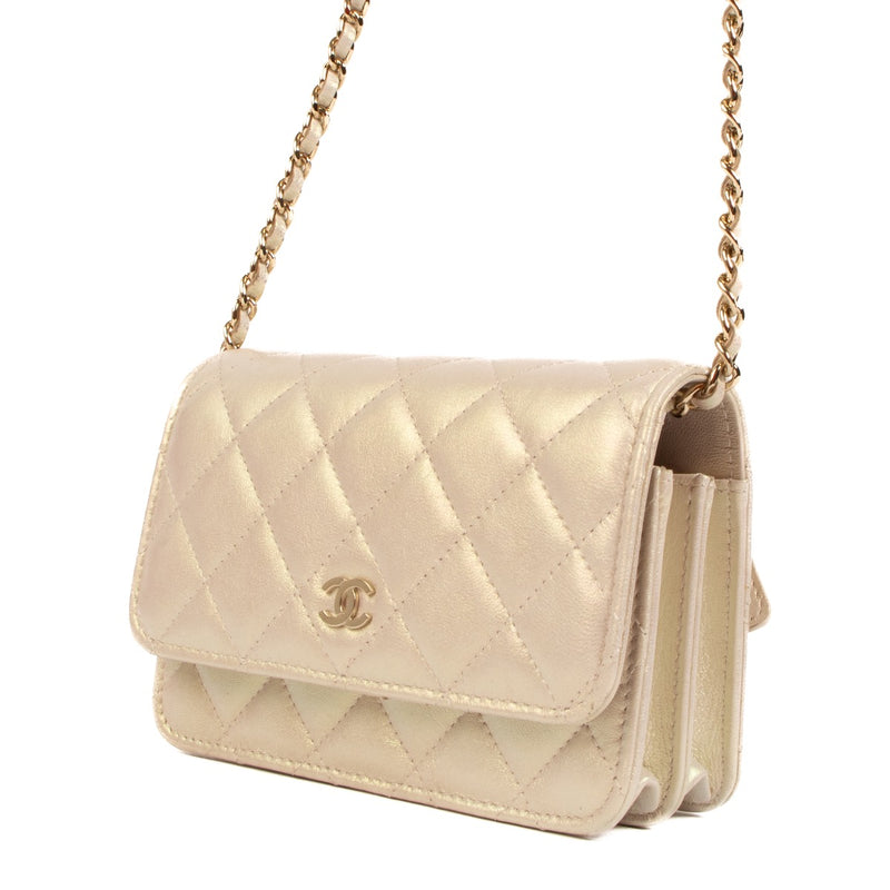 Shop 100% authentic second-hand Chanel Ivory Irridescent 20b Mini Wallet On Chain on Labellov.com