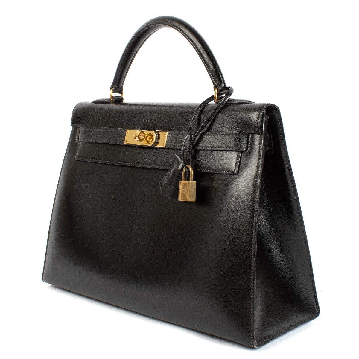 Hermès Vintage Kelly Sellier 32 Noir Veau Box GHW