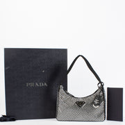 shop 100% authentic second hand Prada Black Re-Edition 2000 Mini Satin Bag With Crystals on Labellov.com