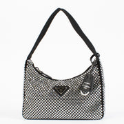 shop 100% authentic second hand Prada Black Re-Edition 2000 Mini Satin Bag With Crystals on Labellov.com