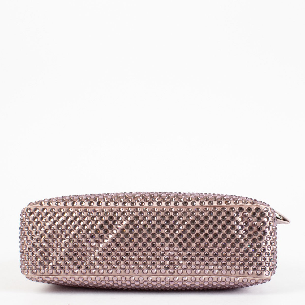 Authentic Preloved Prada Alabaster Pink Re-Edition mini satin bag with crystals on Labellov.com