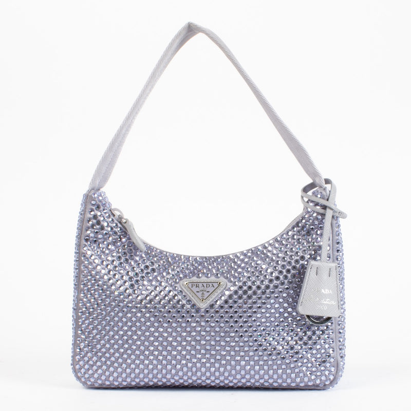authentic preloved Prada Crystal Lilac Re-Edition 2000 Mini Satin Bag on Labellov.com