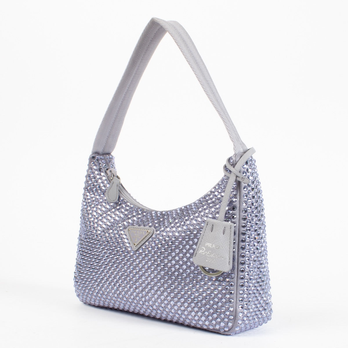 authentic preloved Prada Crystal Lilac Re-Edition 2000 Mini Satin Bag on Labellov.com