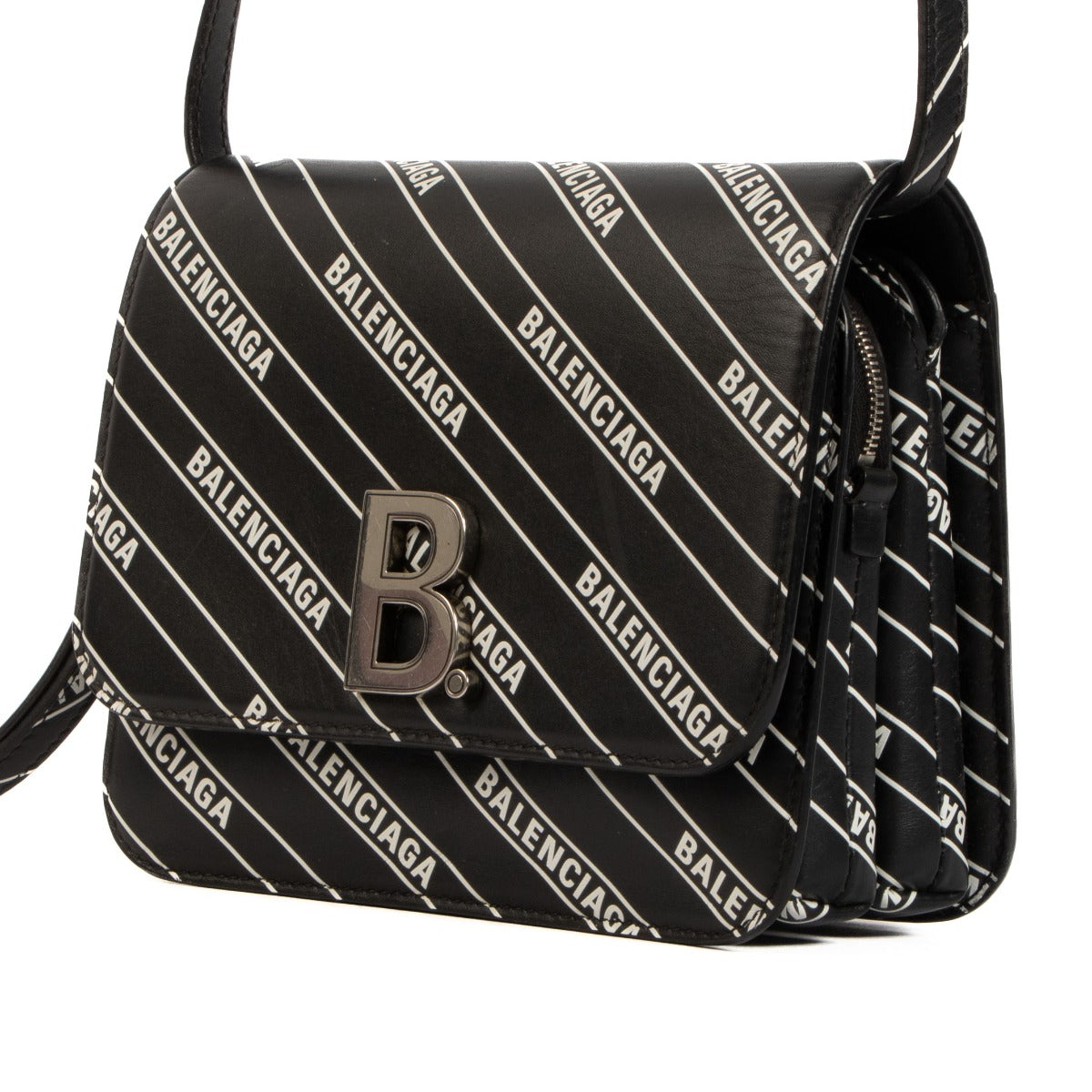 Balenciaga Black Diagonal Logo Small B Bag