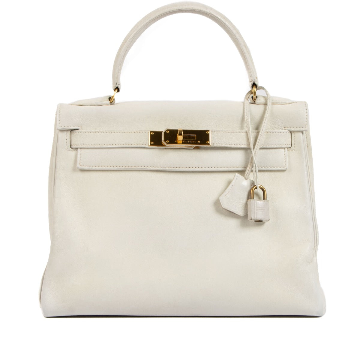 Hermès 1940s Vintage White Kelly 28