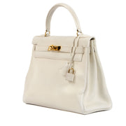 Hermès 1940s Vintage White Kelly 28
