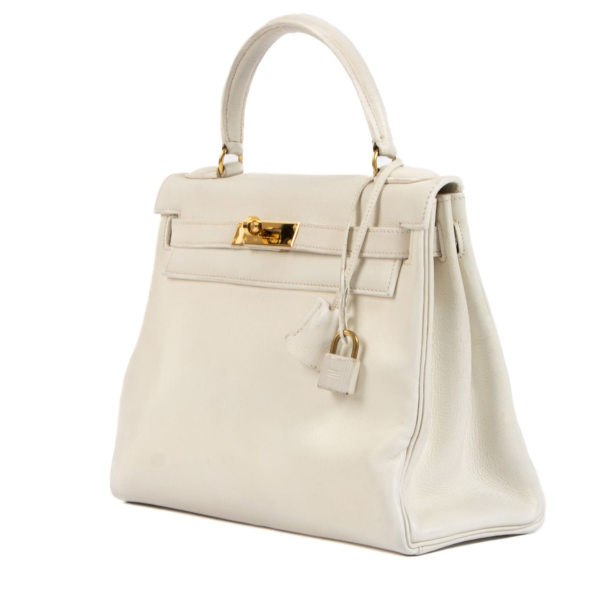 Hermès 1940s Vintage White Kelly 28