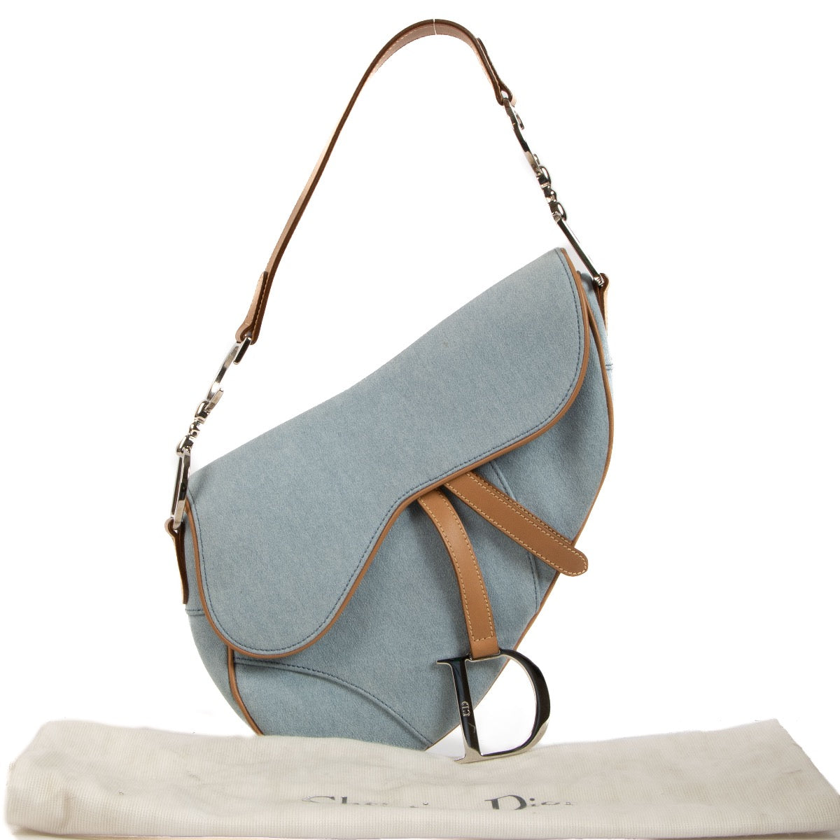 Christian Dior Blauwe Denim Zadeltas