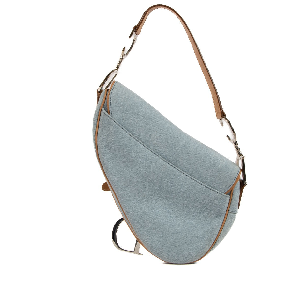buy real authentic Christian Dior Blue Denim Saddle Bag safe online at Labellov.com or in Brussels, Knokke and Antwerp