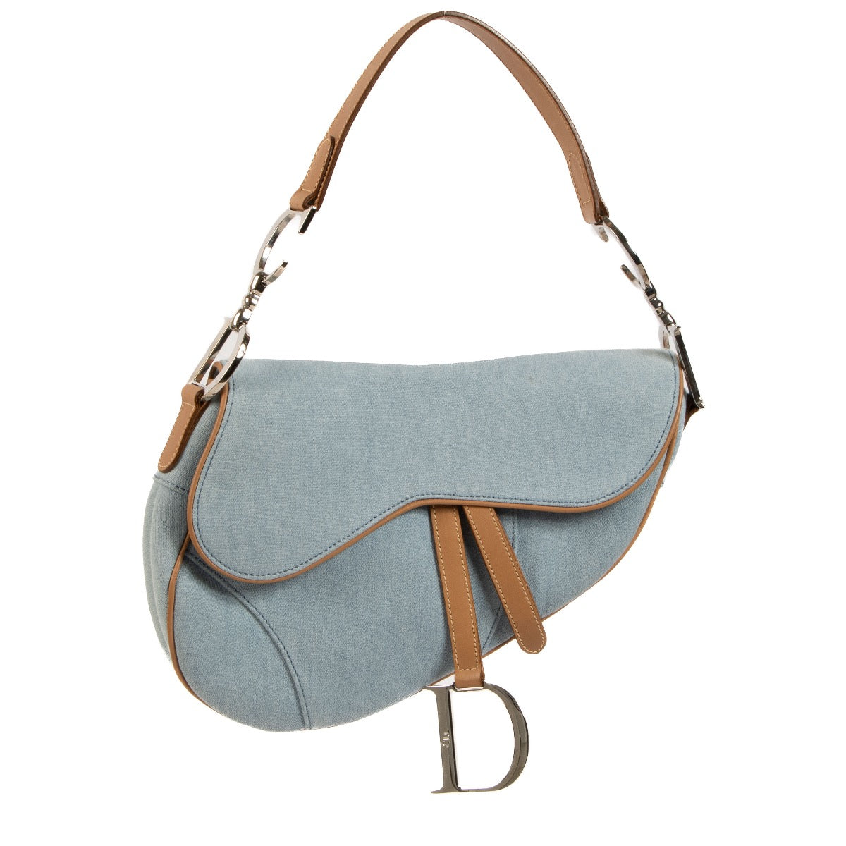 buy real authentic Christian Dior Blue Denim Saddle Bag safe online at Labellov.com or in Brussels, Knokke and Antwerp
