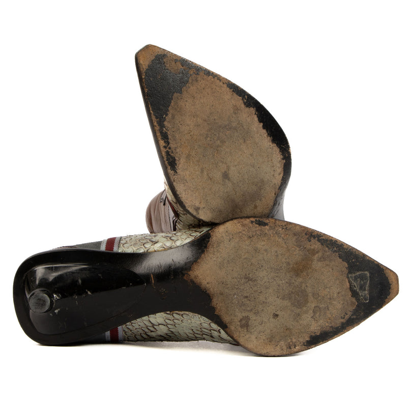 Miu Miu 1999 Python Patchwork Cowboy Boots - size 38