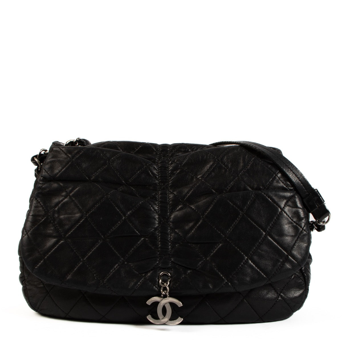 Shop 100% authentic second-hand Chanel Black Lambskin Quilted Small Sharpe Flap bag on Labellov.com