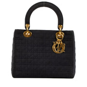 Christian Dior Blue Fabric Cannage Medium Lady Dior Bag