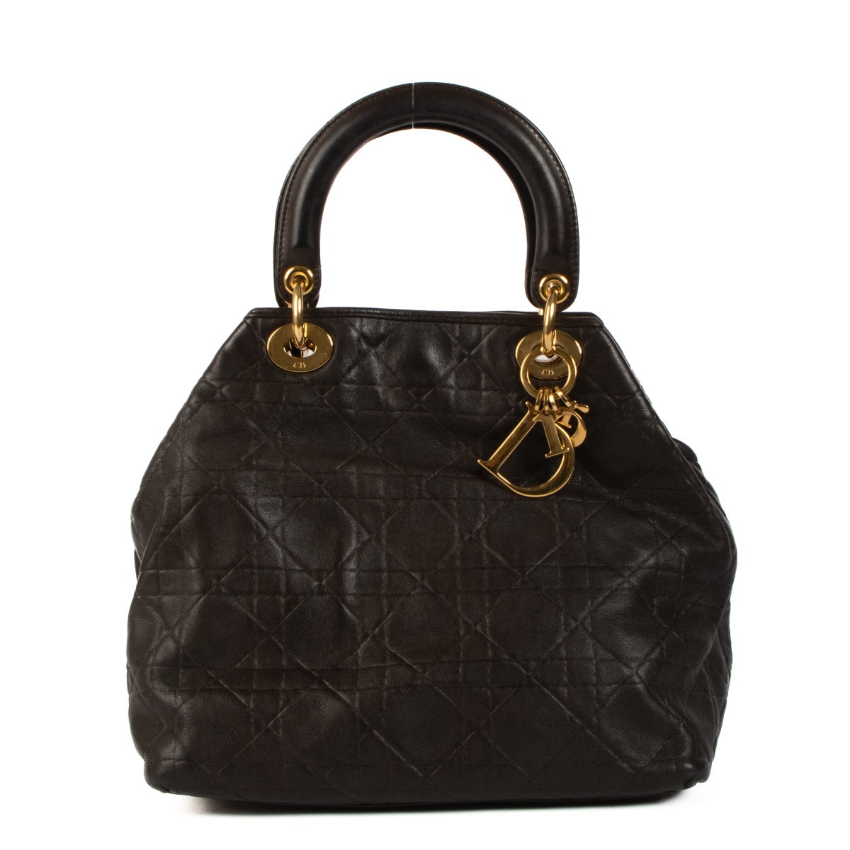 Buy an authentic second hand Christian Dior Cannage Lambskin Leather Soft Lady Dior Tote Bag in very good condition at Labellov Antwerp.
