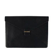 Buy an authentic second hand Saint Laurent Blue Grained Leather Envelope Clutch in new condition at Labellov Antwerp.