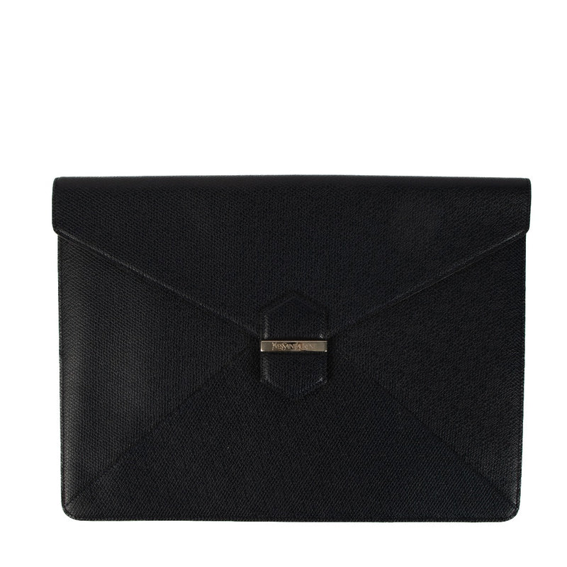 Buy an authentic second hand Saint Laurent Blue Grained Leather Envelope Clutch in new condition at Labellov Antwerp.