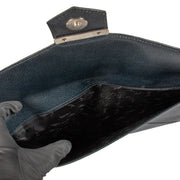 Buy an authentic second hand Saint Laurent Blue Grained Leather Envelope Clutch in new condition at Labellov Antwerp.