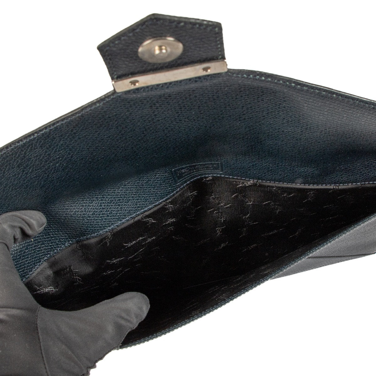 Buy an authentic second hand Saint Laurent Blue Grained Leather Envelope Clutch in new condition at Labellov Antwerp.