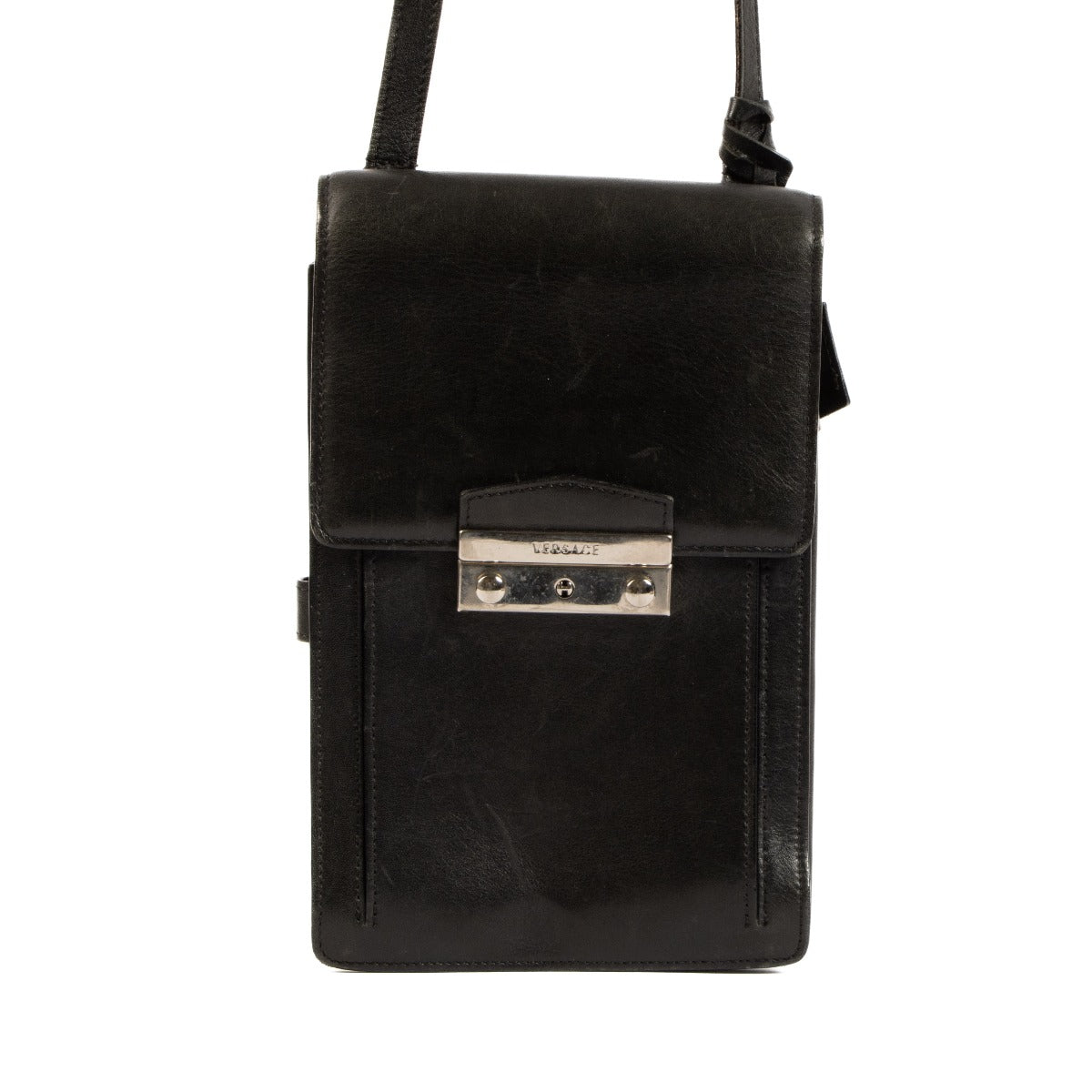 Versace Zwart Leren Messenger Tas