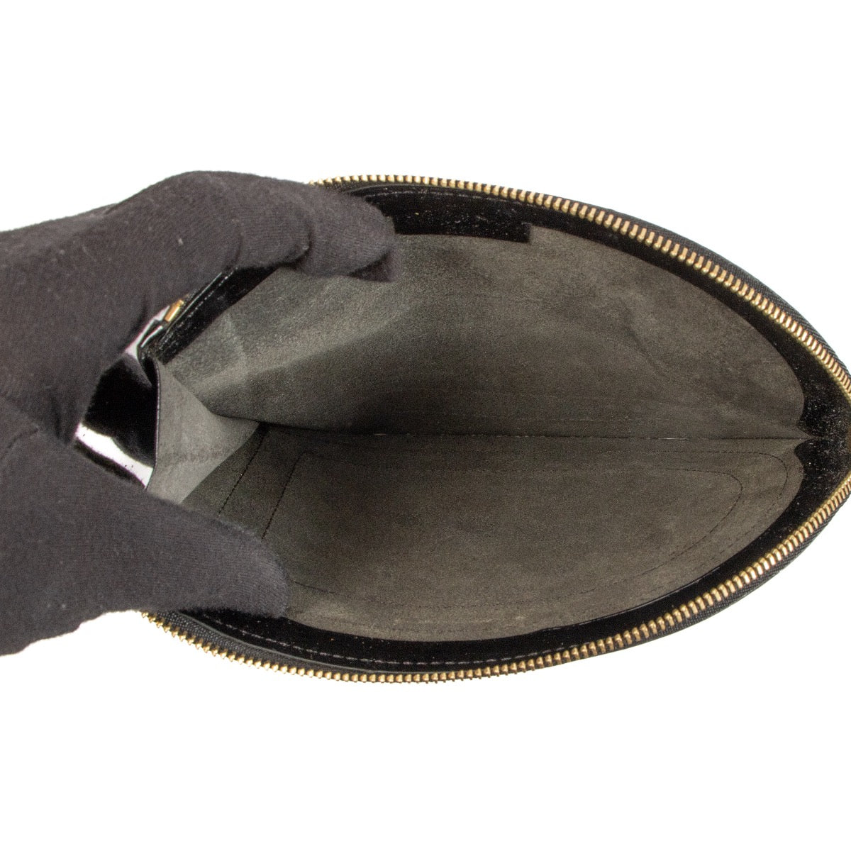 Buy an authentic Delvaux Black Patent Leather Louise Clutch on LabelLov.com