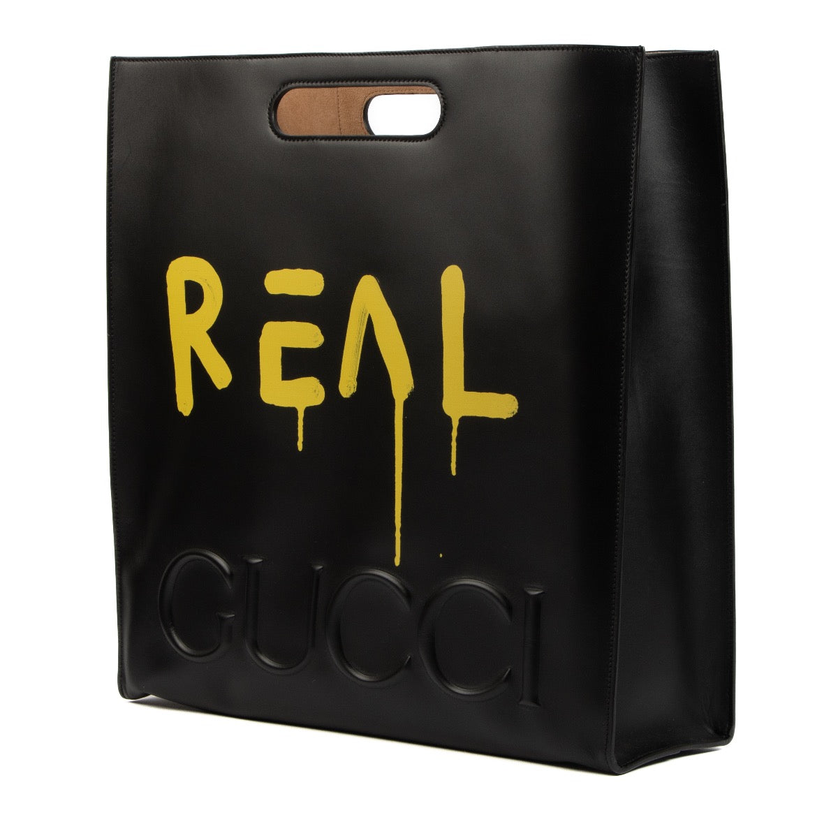 Shop safe online at Labellov in Antwerp, Brussels and Knokke this 100% authentic second hand Gucci Black and Yellow Leather Ghost Tote bag