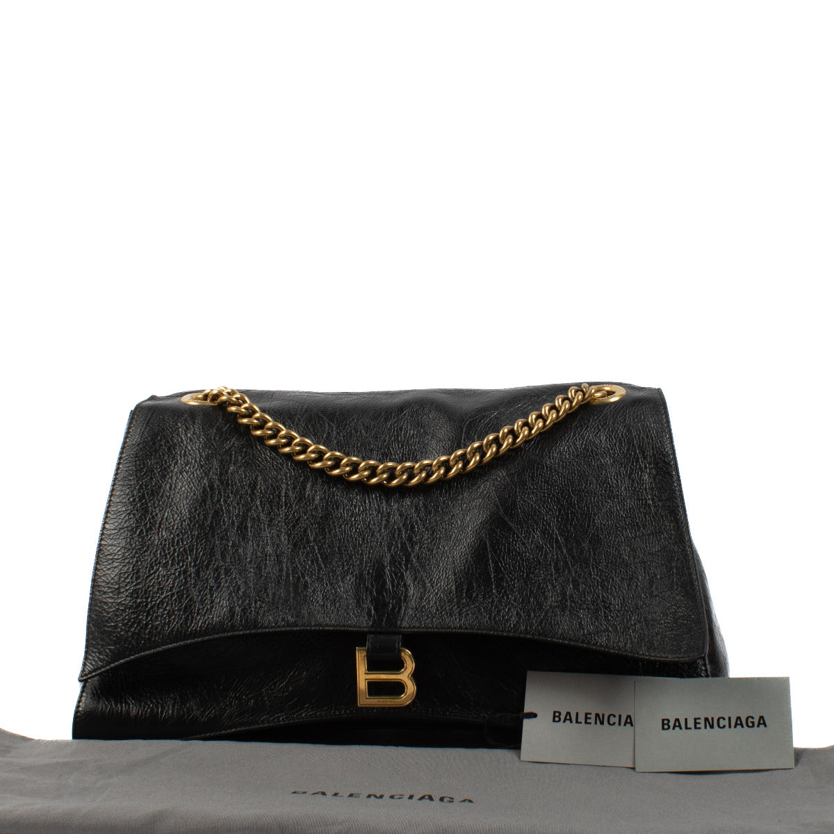 Balenciaga Black Leather Crush Large Chain Bag aan de beste prijs bij Labellov secondhand
