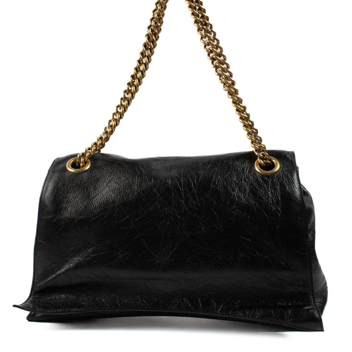 Balenciaga Black Leather Crush Large Chain Bag