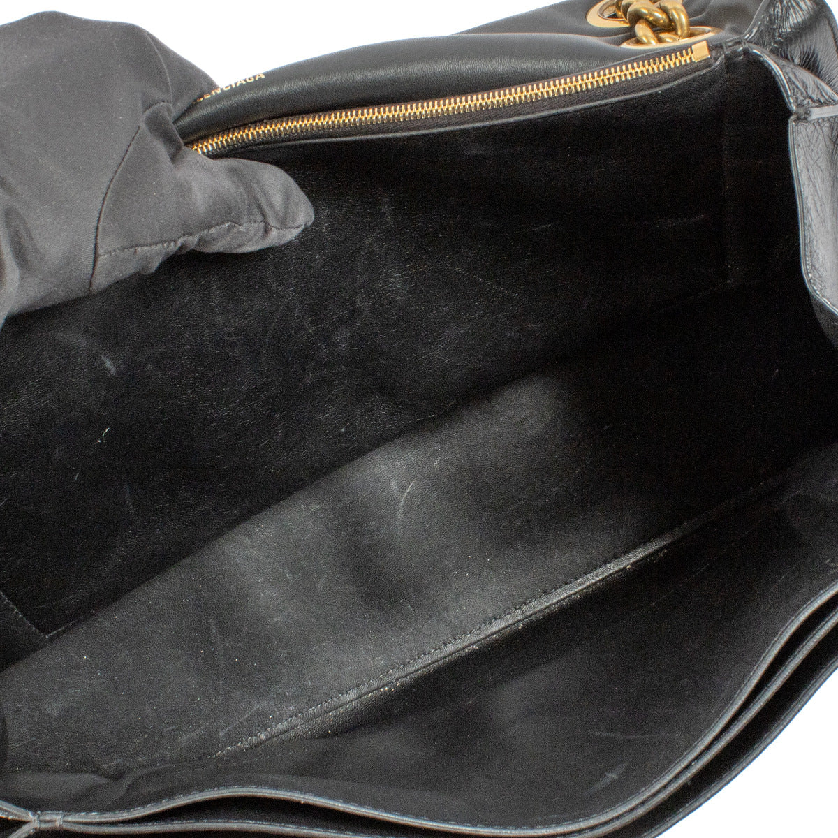 Balenciaga Black Leather Crush Large Chain Bag
