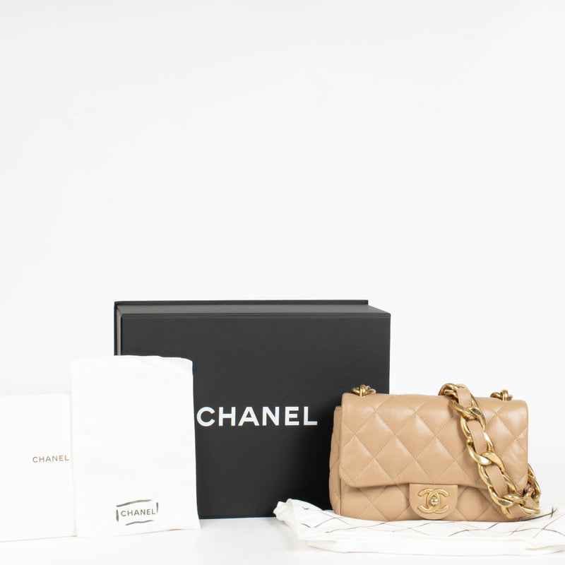 Authentic pre-loved Chanel Beige Lambskin Small Funky Town Bag on Labellov.com