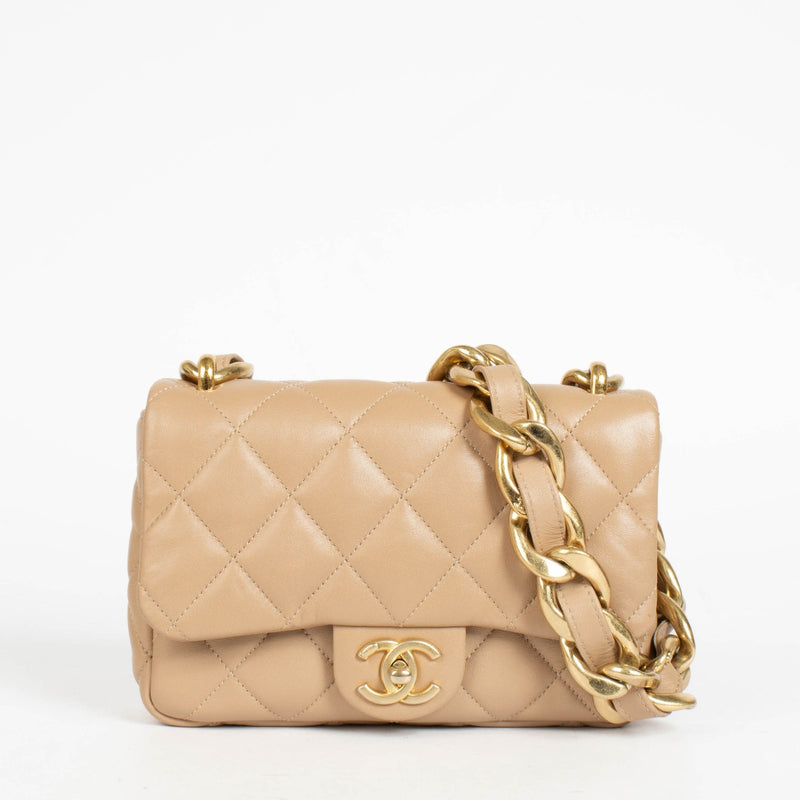 Authentic pre-loved Chanel Beige Lambskin Small Funky Town Bag on Labellov.com