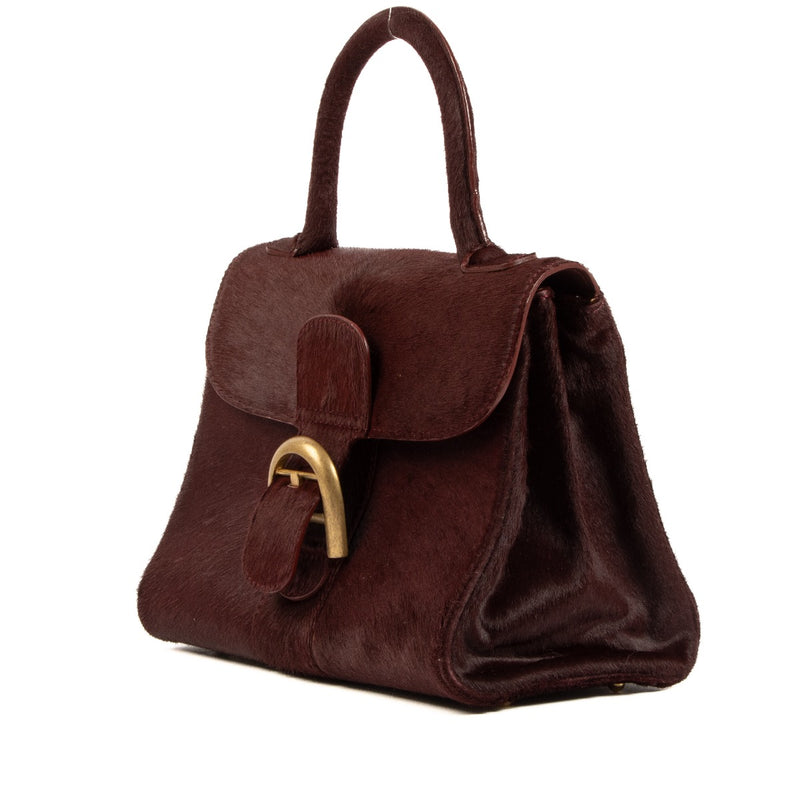Shop safe online at Labellov in Antwerp, Brussels and Knokke this 100% authentic second hand Delvaux Burgundy Pony Hair Brillant PM