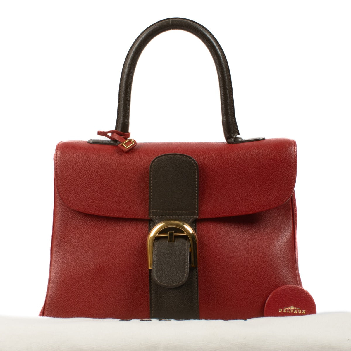 Delvaux Red/Brown Bicolore Leather Brillant MM