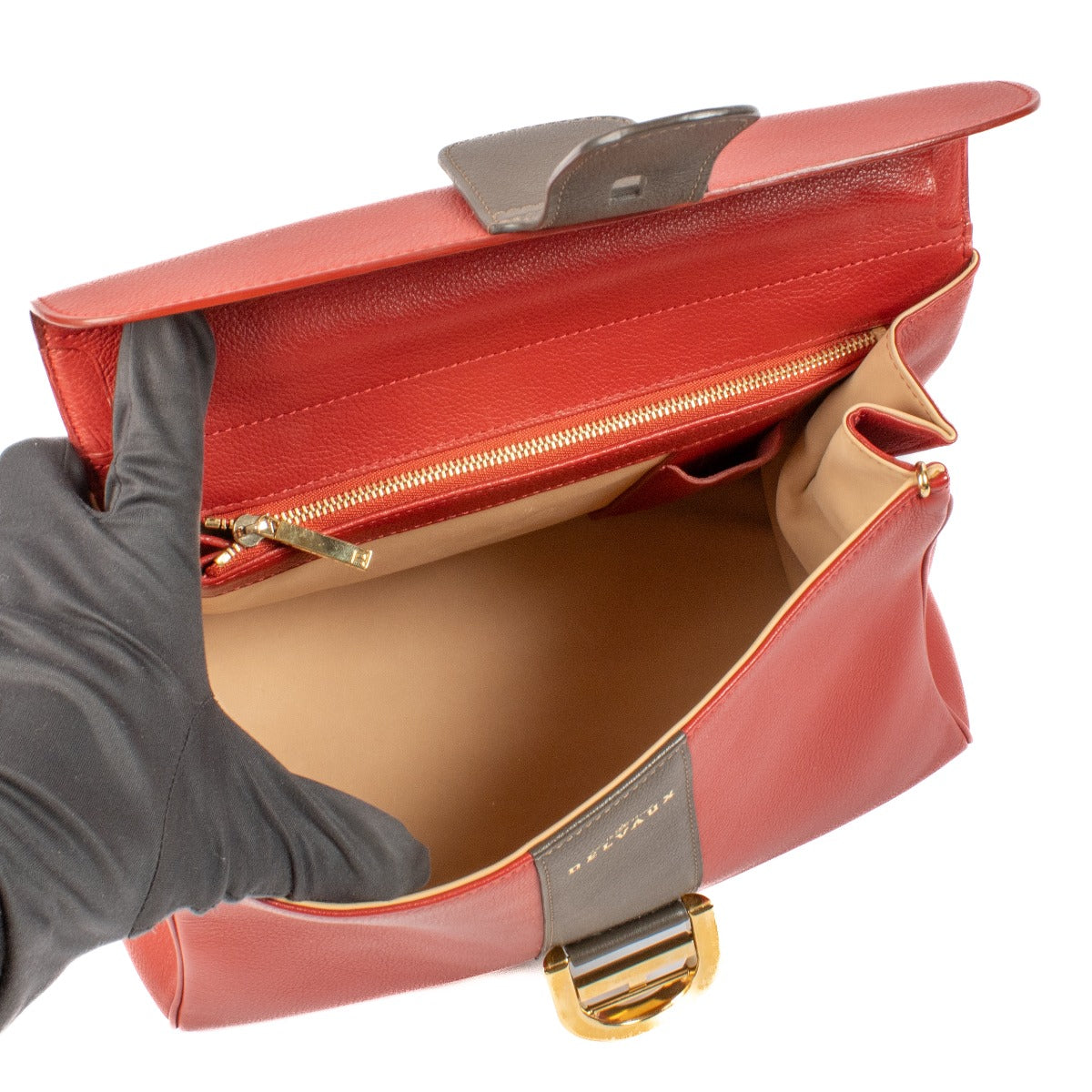 Delvaux Red/Brown Bicolore Leather Brillant MM
