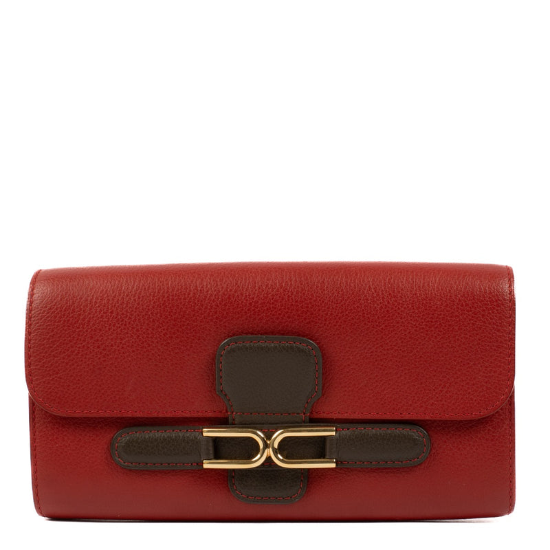 Delvaux Red/Brown Bicolore Escudo Wallet