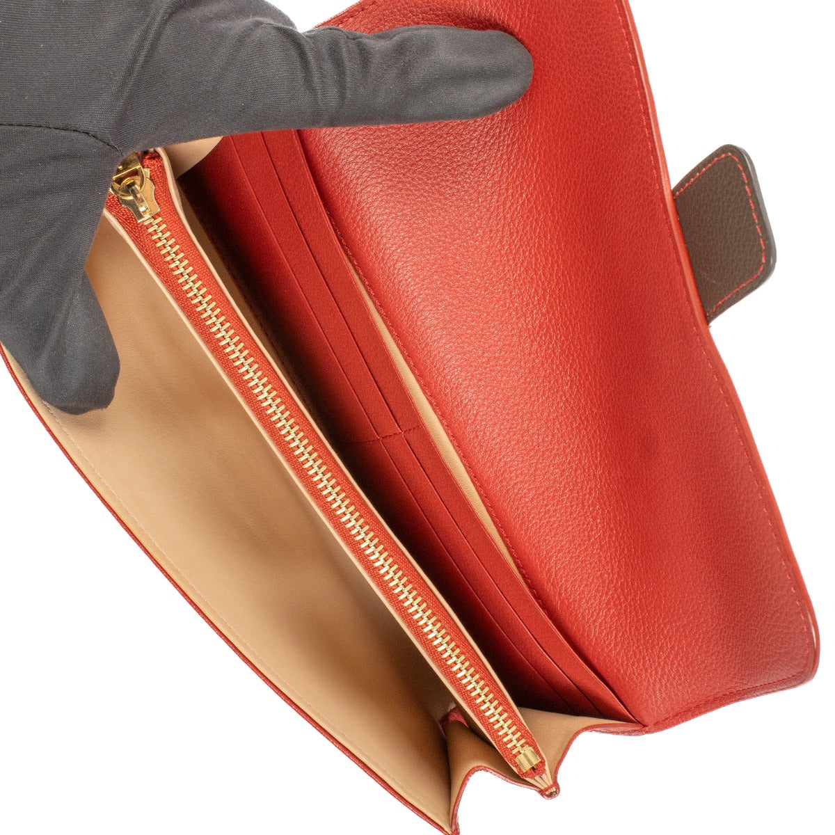 Delvaux rood/bruin Bicolore Escudo portemonnee