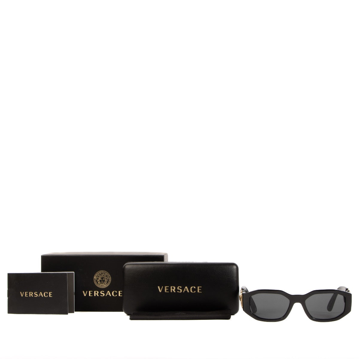 Shop safe online at Labellov these 100% authentic second hand Versace Black Acetate Medusa Biggie Sunglasses