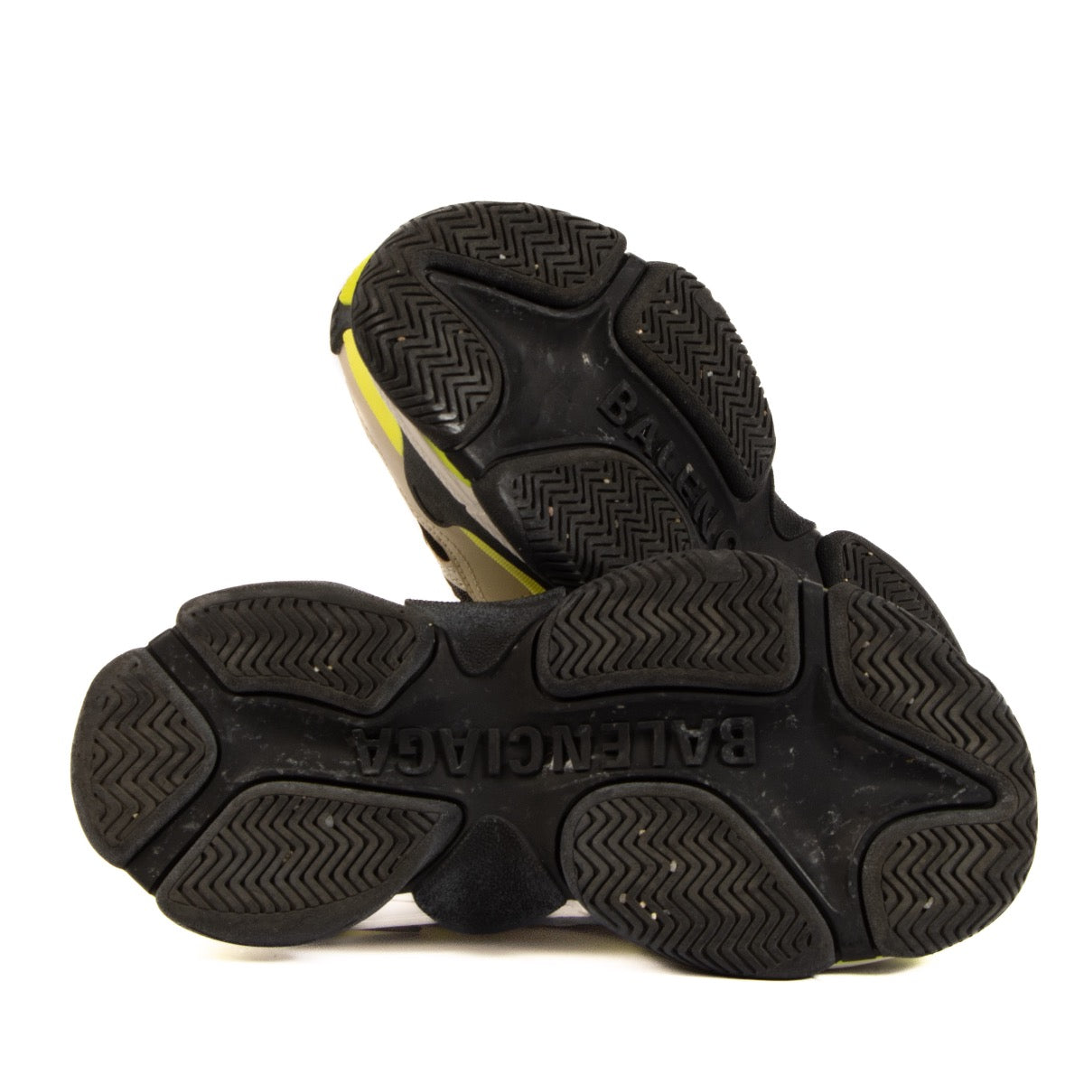 Shop safe online at Labellov these 100% authentic second hand Balenciaga Black, Yellow and Beige Triple S Sneakers - size 36