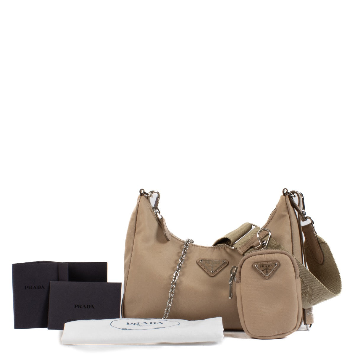 Shop safe online at Labellov in Antwerp, Brussels and Knokke this 100% authentic second hand Prada Re-Edition 2005 Beige Re-Nylon Crossbody Bag