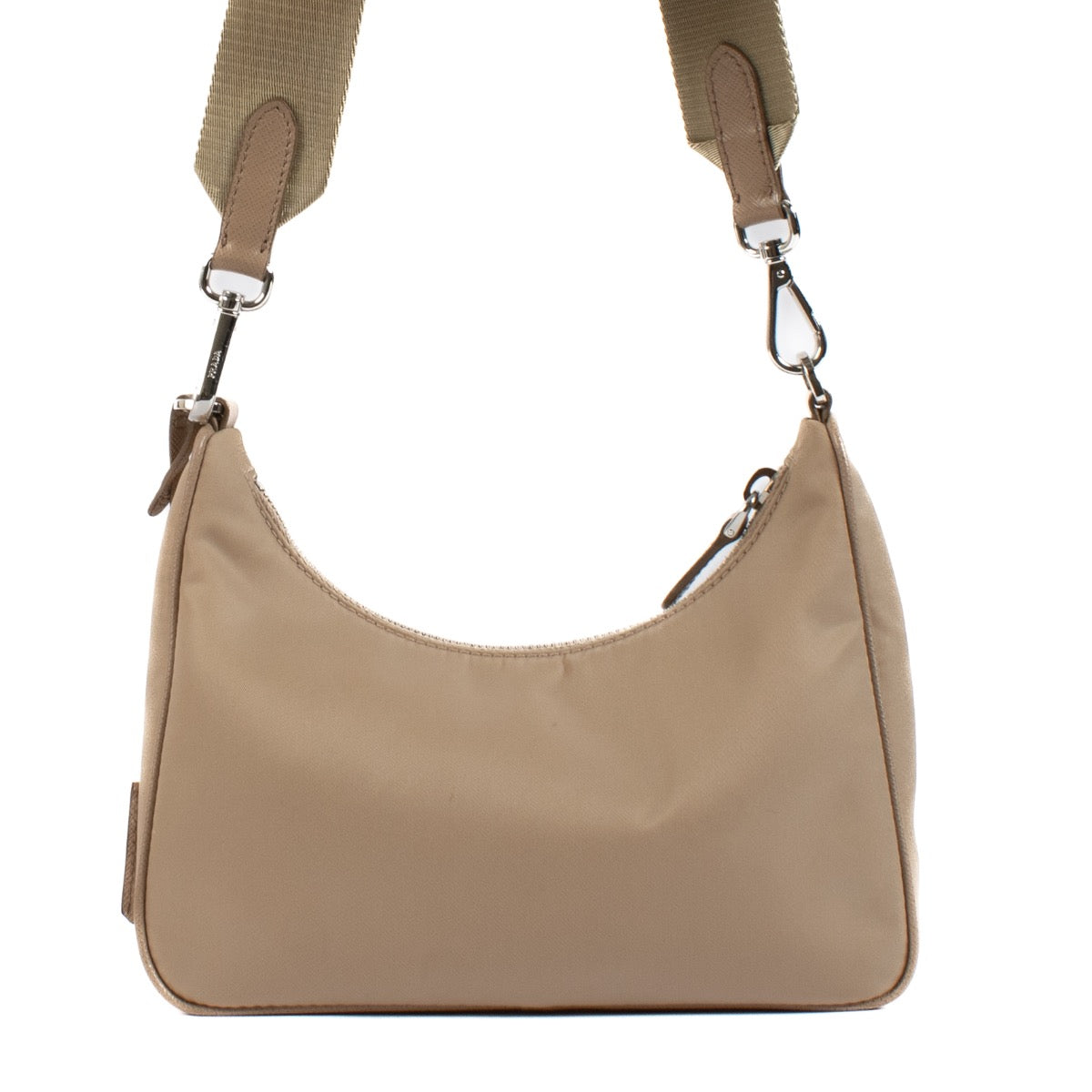 Shop safe online at Labellov in Antwerp, Brussels and Knokke this 100% authentic second hand Prada Re-Edition 2005 Beige Re-Nylon Crossbody Bag