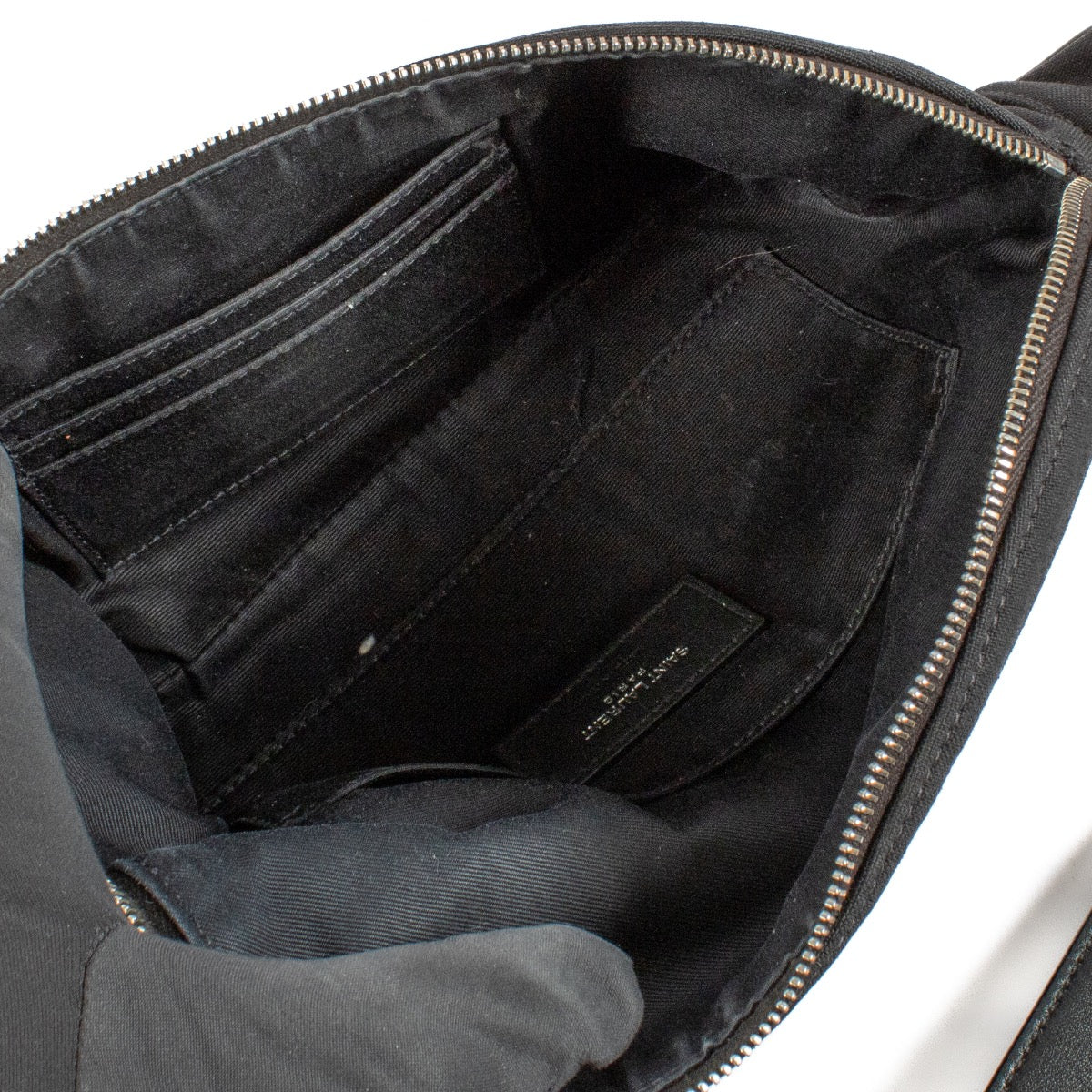 Shop safe online at Labellov in Antwerp, Brussels and Knokke this 100% authentic second hand Saint Laurent Black Canvas Monogram Belt Bag