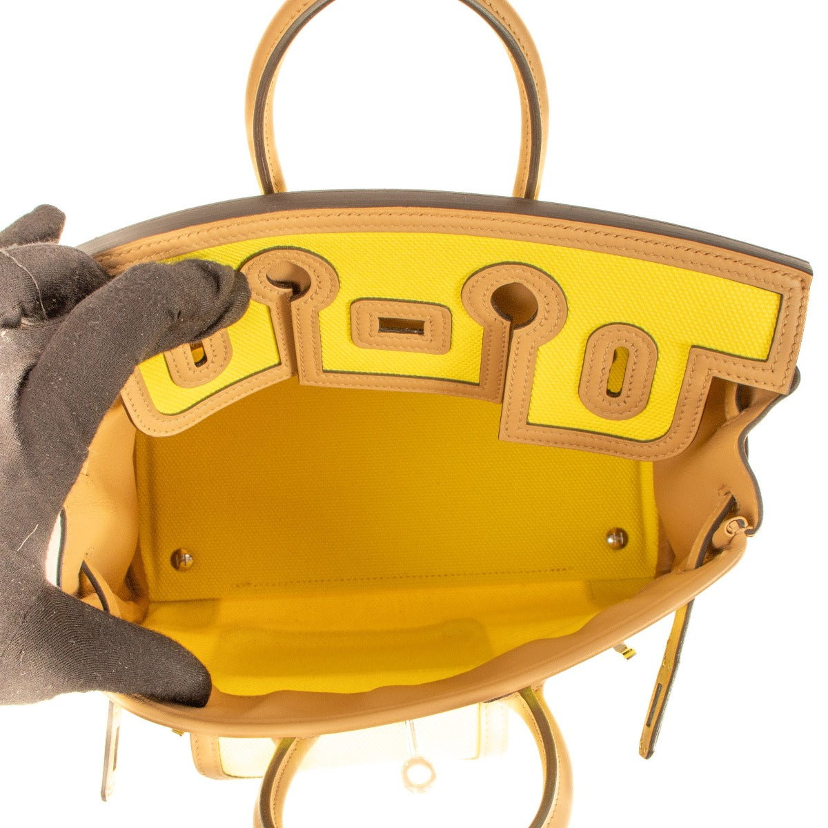 Hermès Birkin Cargo 25 Jaune Citron/Chai Toile Goeland/Swift PHW