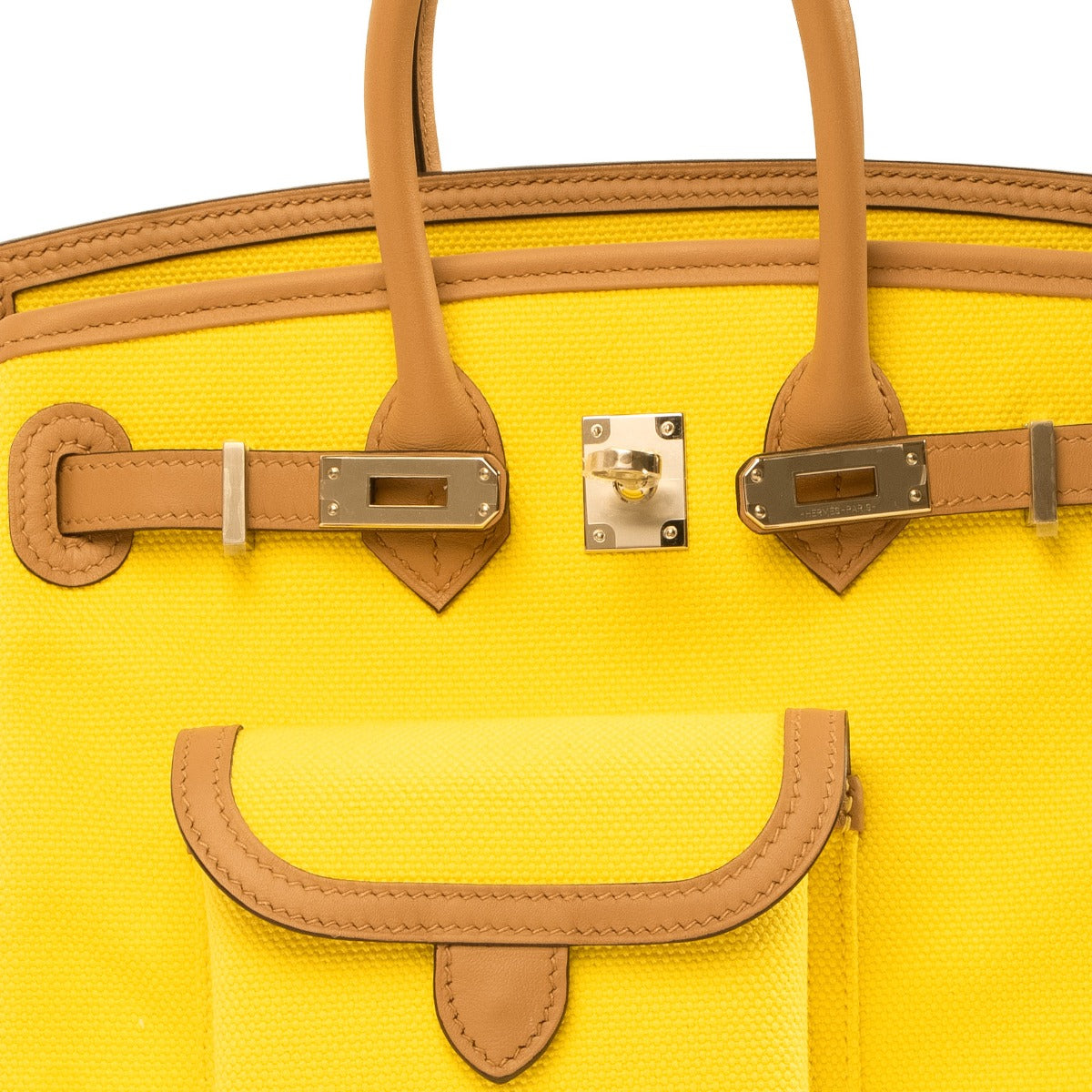 Hermès Birkin Cargo 25 Jaune Citron/Chai Toile Goeland/Swift PHW