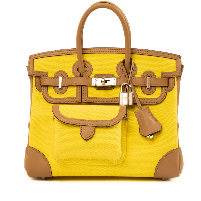 Hermès Birkin Cargo 25 Jaune Citron/Chai Toile/Swift PHW