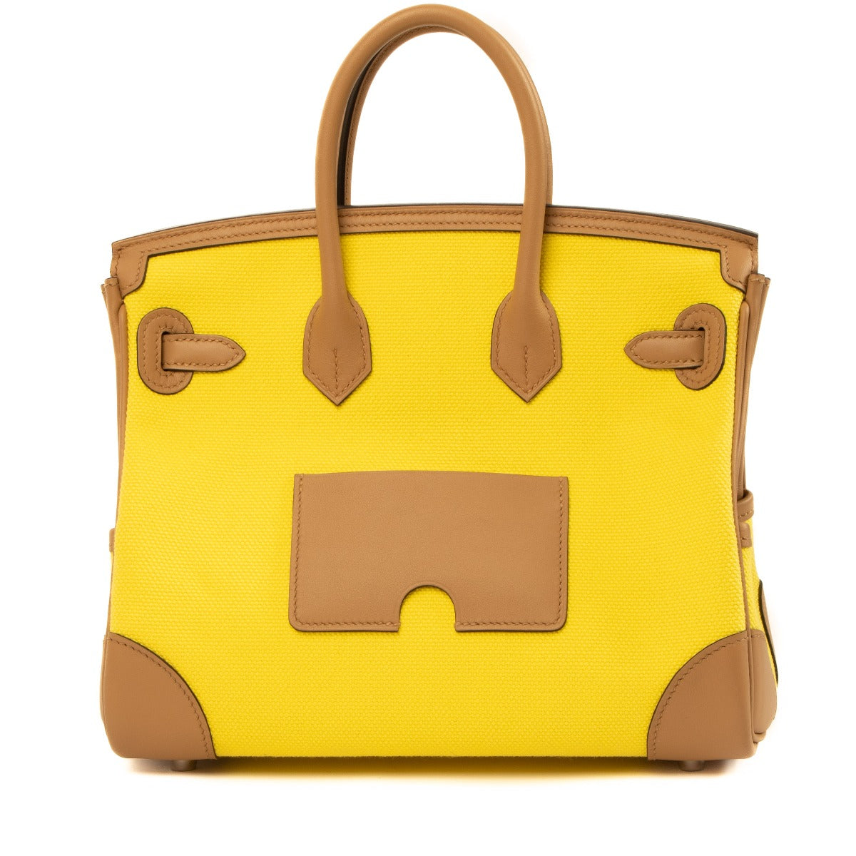 Shop authentic second hand designer luxury Hermès 2022 Birkin Cargo 25 Jaune Citron/Chai Toile/Swift PHW on www.labellov.com