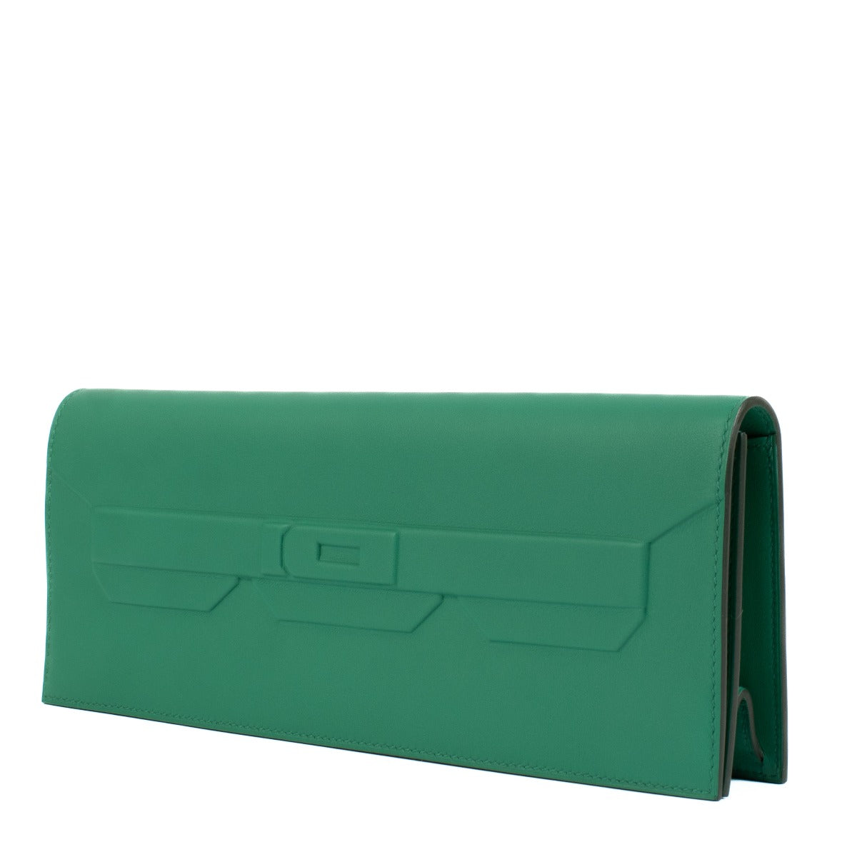 Authentic brand new store fresh Hermès Birkin Shadow Cut Pochette Vert Vertigo Swift on www.labellov.com