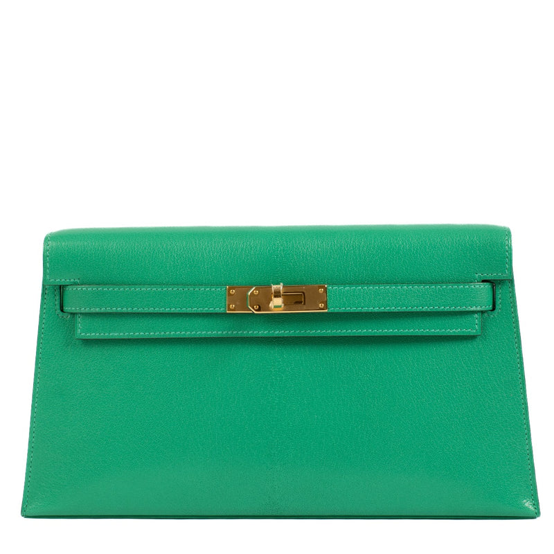 Authentic brand new store fresh Hermès Kelly Elan Chevre Chamkila Menthe GHW on www.labellov.com