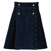 Gucci Blue GG Velvet Skirt