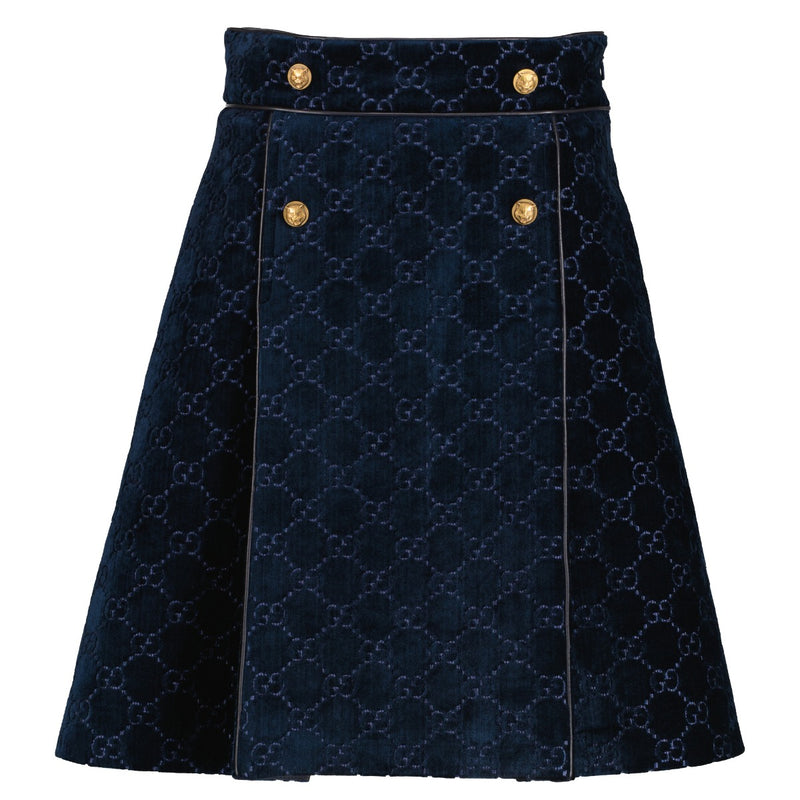 Gucci Blue GG Velvet Skirt