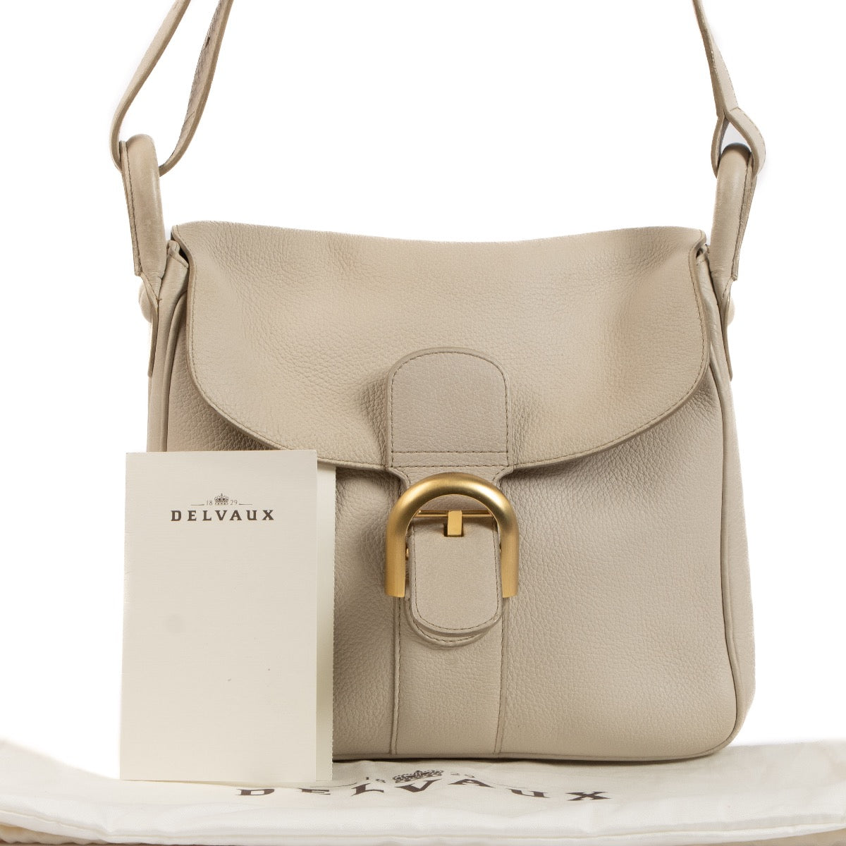 Shop safe online at Labellov in Antwerp, Brussels and Knokke this 100% authentic second hand Delvaux Beige Leather Brillant Crossbody